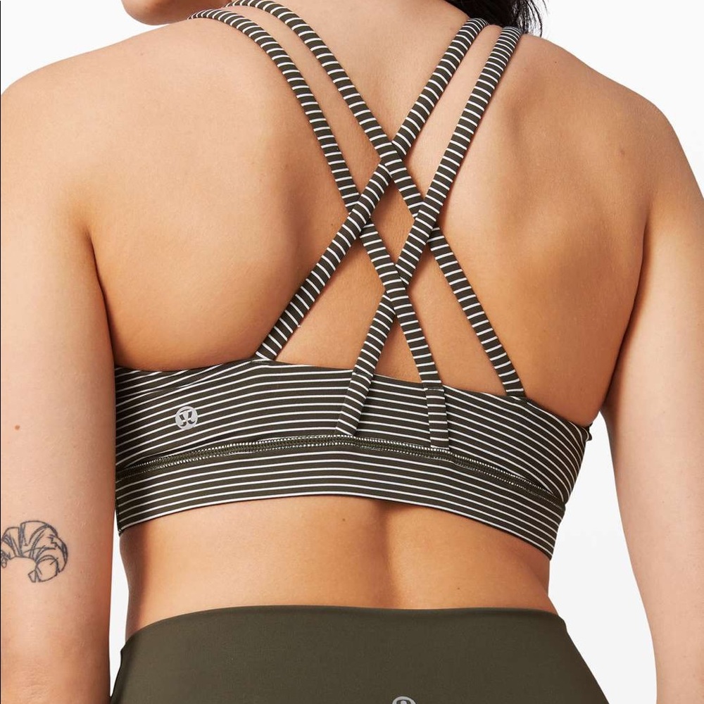 Lululemon Energy Bra Hype Stripe Olive like new